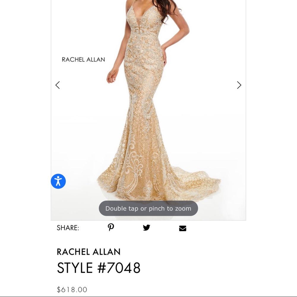 Prom dress size 2, long with trail, gold/champagne - Picture 1 of 7